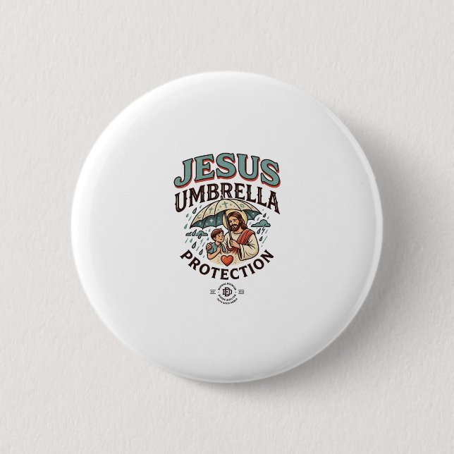 Jesus Regenschirm Schutz Jesus Regenschirm Schutzi Button (Vorderseite)