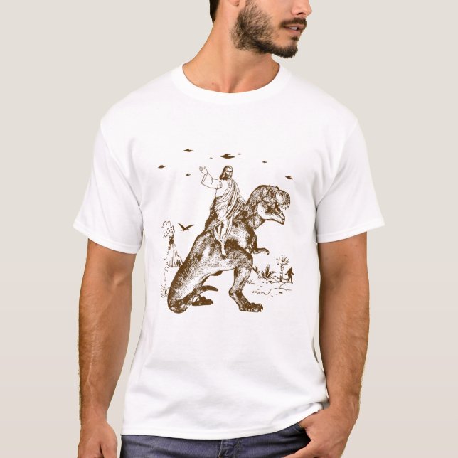 Jesus reiten Dinosaurier Jesus ist ein Christliche T-Shirt (Vorderseite)