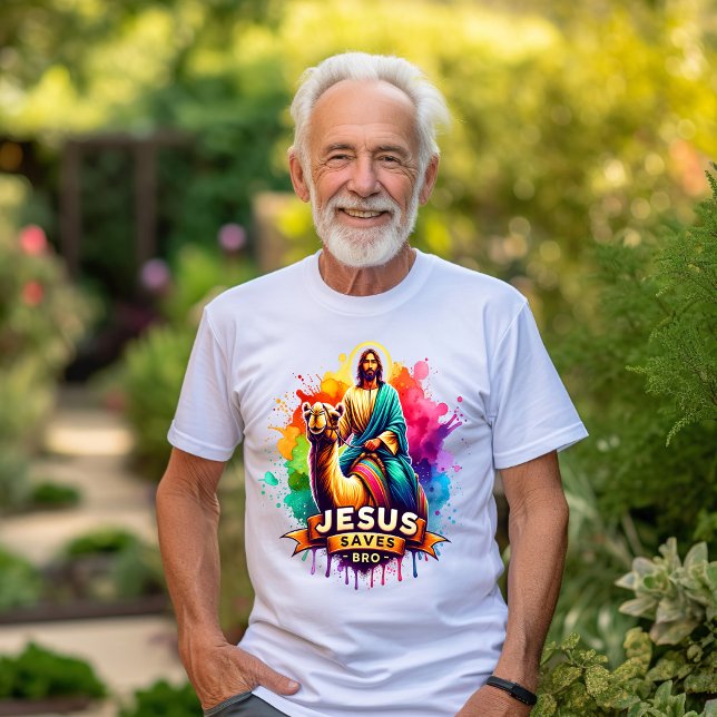 Jesus reitet auf einem farbenfrohen Kamel im leben T-Shirt (Von Creator hochgeladen)