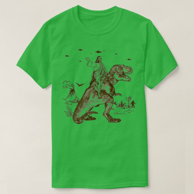 Jesus reitet ein Dinosaurier perfektes Geschenk T-Shirt (Design vorne)