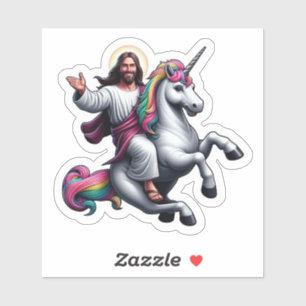 Jesus reitet ein Einhorn! Aufkleber! Aufkleber