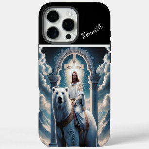 Jesus reitet einen Eisbär iPhone 16 Pro Max Hülle