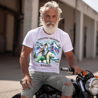 Jesus reitet einen Eisbären in den Bergen T-Shirt