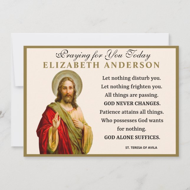Jesus Religious St. Teresa of Avila Prayer Karte (Vorderseite)