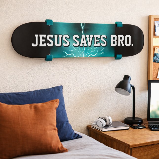 Jesus Rette Bro. Blaue Blitze Skateboard (Von Creator hochgeladen)
