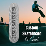 Jesus Rette Bro. Skateboard<br><div class="desc">Modernes, einfaches Design. Jesus Rette Bro. Graue Wolkenuntergrund. Christliche Skateboards</div>