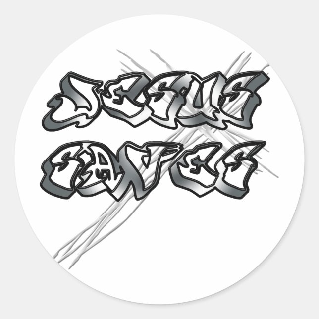 Jesus Rette Christlich Runder Aufkleber (Vorderseite)
