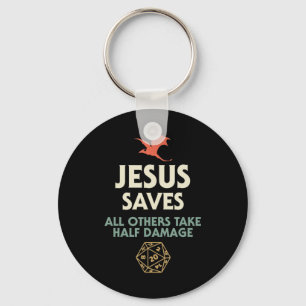 Jesus Rette DM Dragon D20 Dice Gift RPG Rolle Play Schlüsselanhänger
