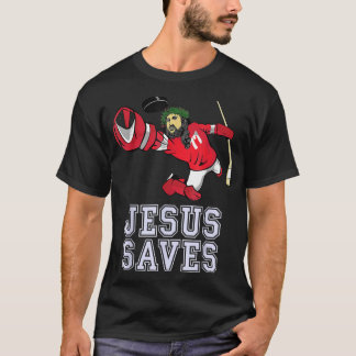 Jesus Rette Eishockey Goalie Sport Religiöse Chri T-Shirt