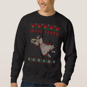 Jesus Rette Fußball Goal Keeper Ugly Christmas Swe Sweatshirt