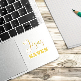 Jesus Rette Gelben Gold Glitzer Aufkleber