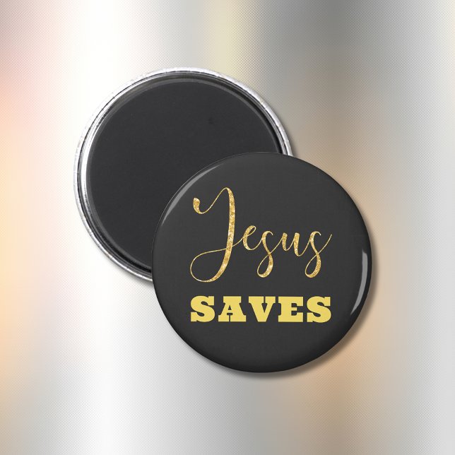 Jesus Rette Gelben Gold Glitzer Magnet (Von Creator hochgeladen)