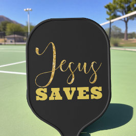 Jesus Rette Gelben Gold Glitzer Pickleball Schläger
