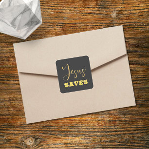 Jesus Rette Gelben Gold Glitzer Quadratischer Aufkleber