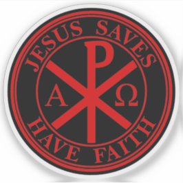 Jesus Rette, Glauben haben - Das Chi-Rho-Kreuz (ro Aufkleber