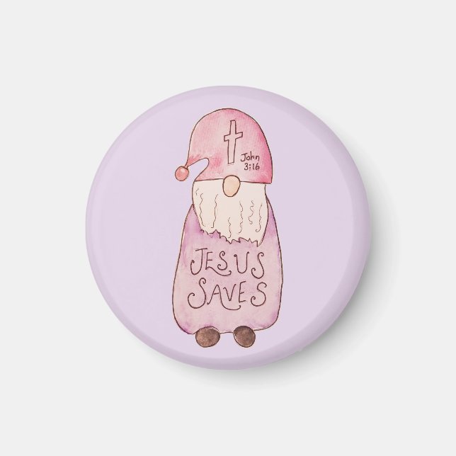 Jesus Rette Gnome Magnet (Vorne)
