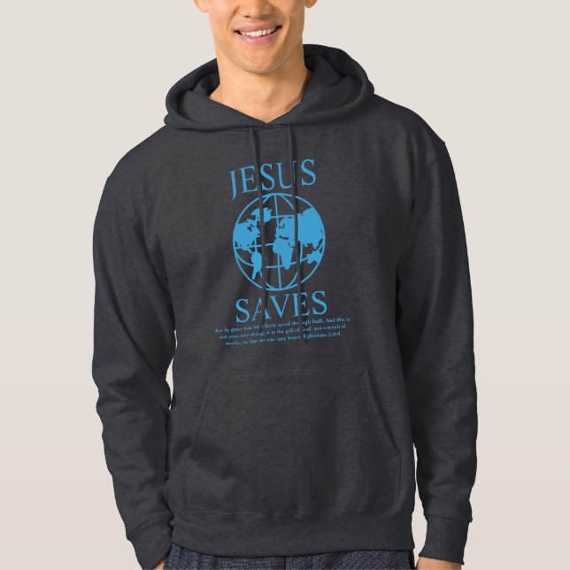 Jesus Rette Graphic 90er dunkel Hoodie (Vorderseite)
