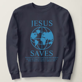Jesus Rette Graphic 90er dunkelblau Sweatshirt
