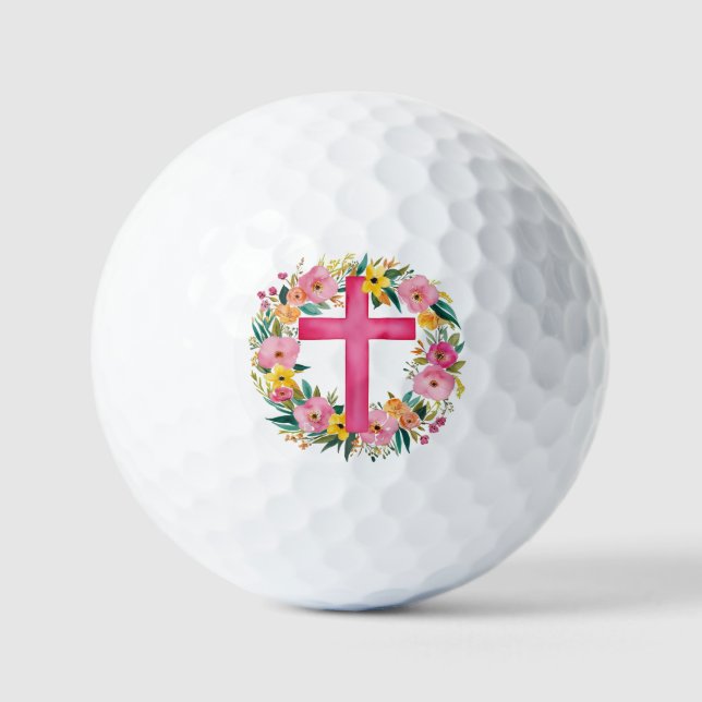 Jesus rette immer Ostern Christliche Kreuzquelle Golfball (Vorderseite)