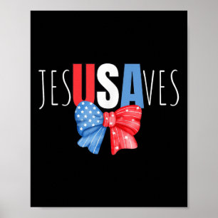 Jesus Rette Jesusaves Usa American Flag Patriotic Poster