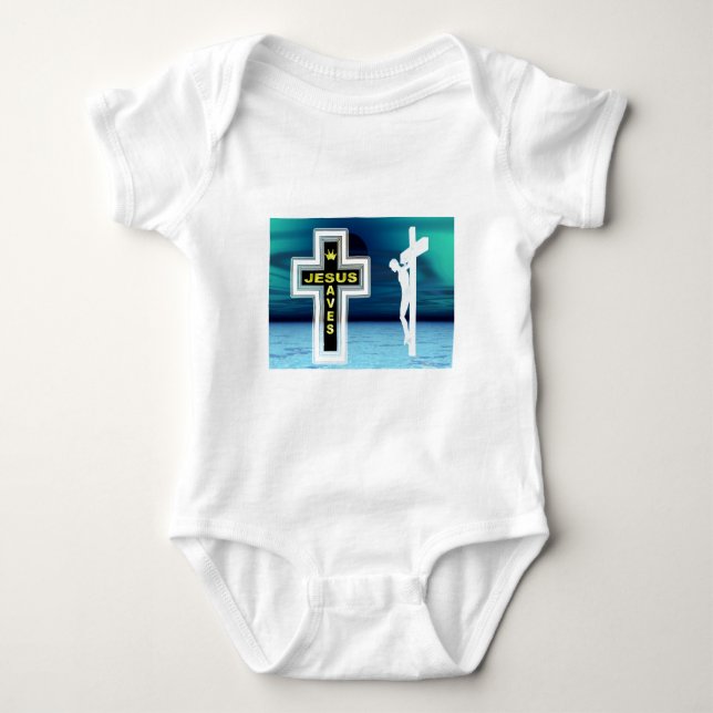 Jesus rette Kreuzigung Baby Strampler (Vorderseite)