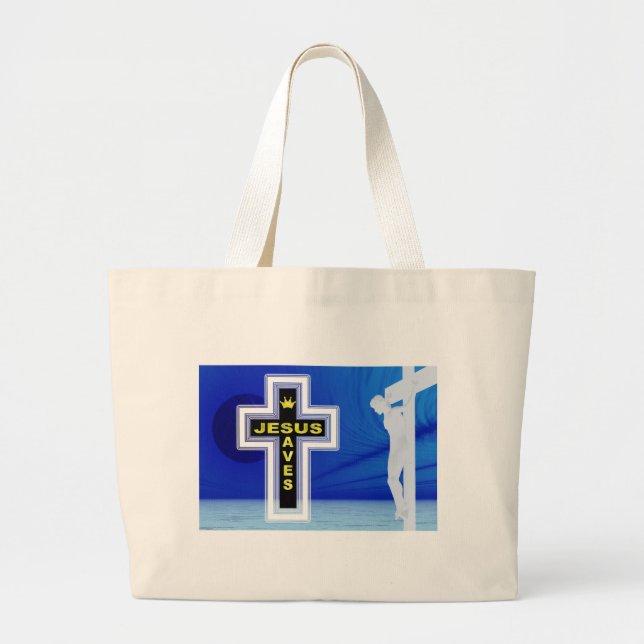 Jesus rette Kreuzigung Jumbo Stoffbeutel (Vorne)