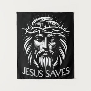 Jesus Rette - kühne Christliche Kunst Wandteppich
