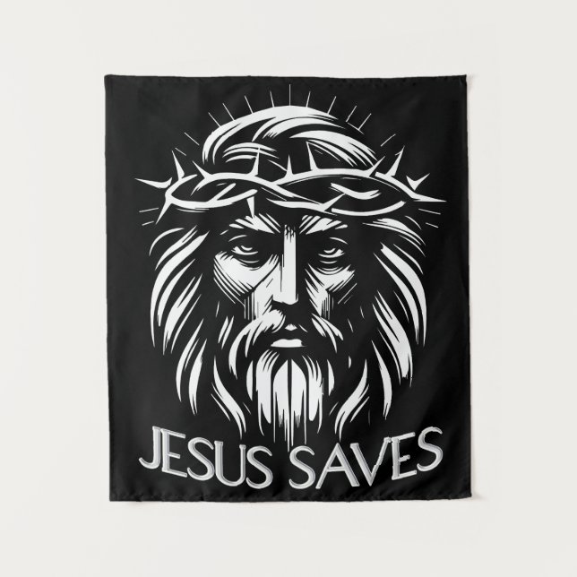 Jesus Rette - kühne Christliche Kunst Wandteppich (Vorderseite)