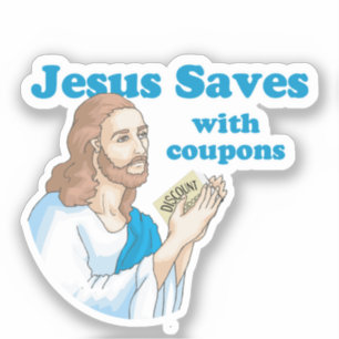 Jesus Rette mit Coupons Aufkleber