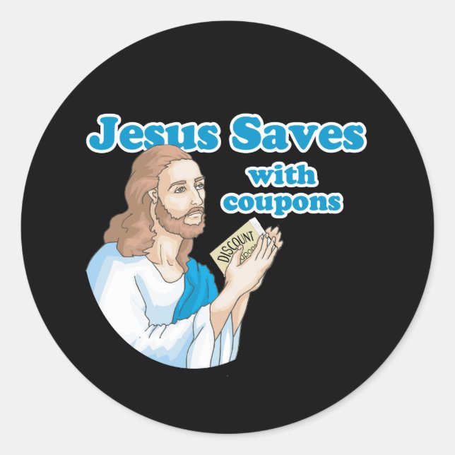 JESUS RETTE MIT COUPONS RUNDER AUFKLEBER (Vorderseite)