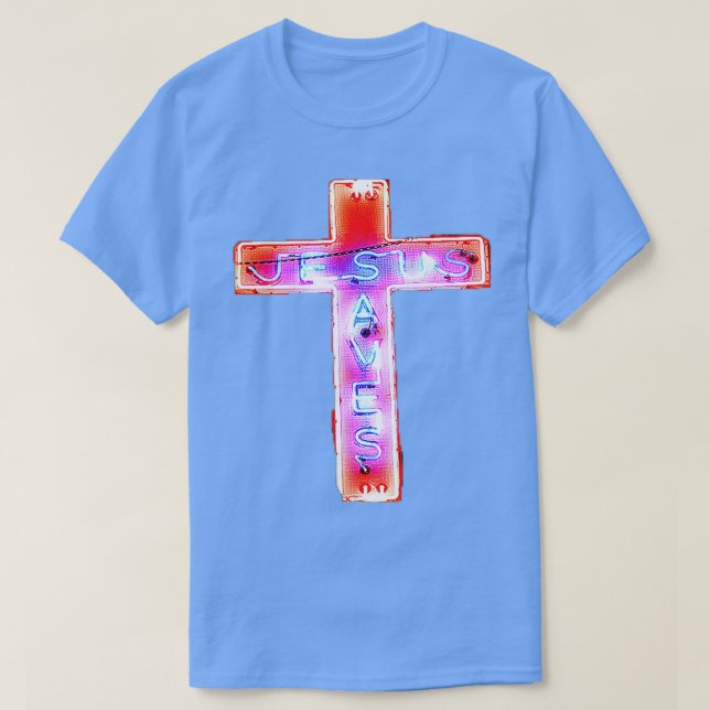 Jesus Rette Neon Sign T-Shirt (Design vorne)