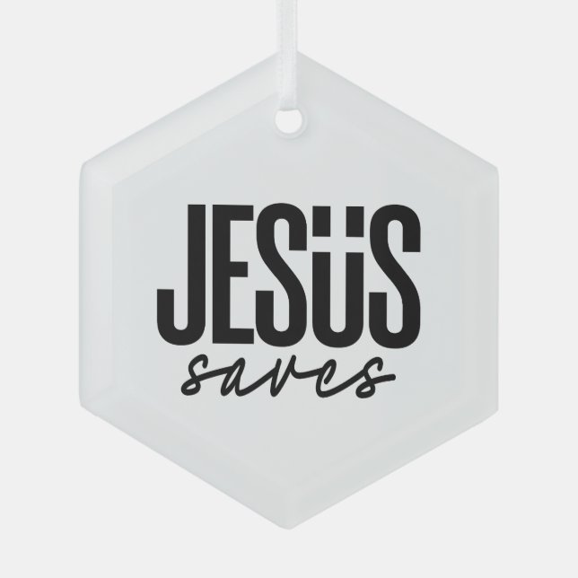 JESUS RETTE ORNAMENT AUS GLAS (Vorderseite)