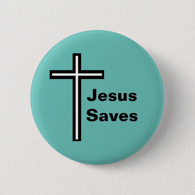 Jesus Rette über den Christlichen Knopf Button (Vorderseite)