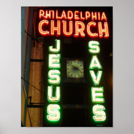 Jesus Rette Vintag Neon Sign Poster