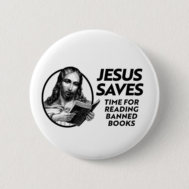 Jesus Rette Zeit zum Lesen verbotener Bücher Button (Vorderseite)