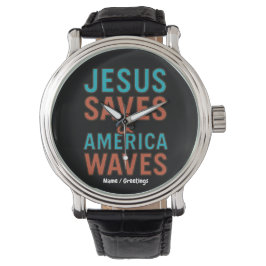 Jesus rettet & Amerika winkt Vintage-Christen  Armbanduhr