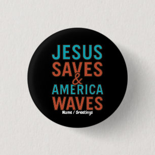 Jesus rettet & Amerika winkt Vintage-Christen Button