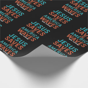 Jesus rettet & Amerika winkt Vintage-Christen  Geschenkpapier