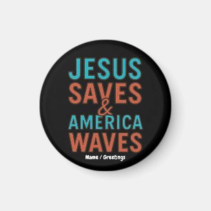 Jesus rettet & Amerika winkt Vintage-Christen Magnet