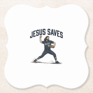 Jesus rettet Baseball Pitcher Vintage Gravur Shi Untersetzer