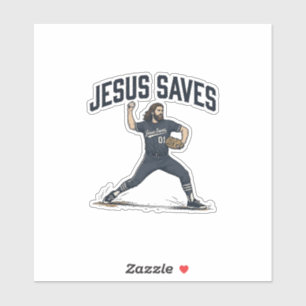 Jesus rettet Baseball Pitcher Vintage Gravur-Shirt Aufkleber