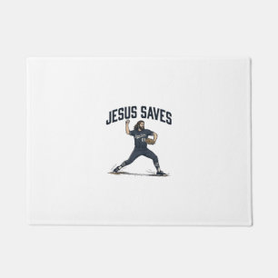 Jesus rettet Baseball Pitcher Vintage Gravur-Shirt Fußmatte