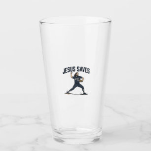 Jesus rettet Baseball Pitcher Vintage Gravur-Shirt Glas