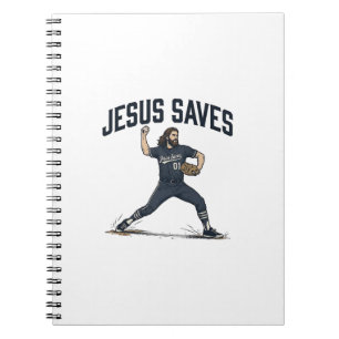 Jesus rettet Baseball Pitcher Vintage Gravur-Shirt Notizblock