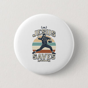 Jesus rettet Baseball Vintage Christian Vektor Des Button