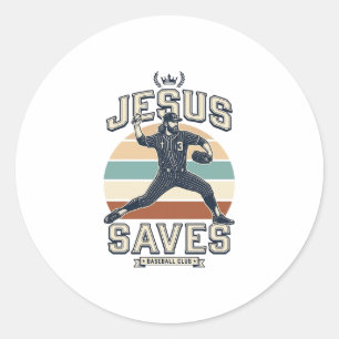 Jesus rettet Baseball Vintage Christian Vektor Des Runder Aufkleber
