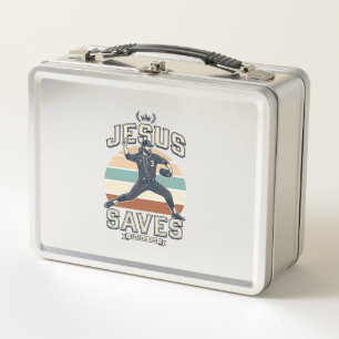 Jesus rettet Baseball Vintage Christliche Vektor D Metall Brotdose