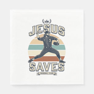 Jesus rettet Baseball Vintage Christliche Vektor D Serviette
