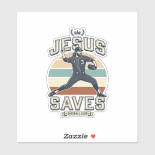 Jesus rettet Baseball Vintage Christlicher Vektor  Aufkleber