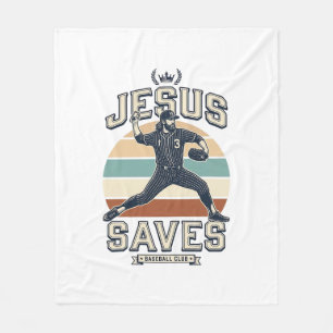 Jesus rettet Baseball Vintage Christlicher Vektor Fleecedecke